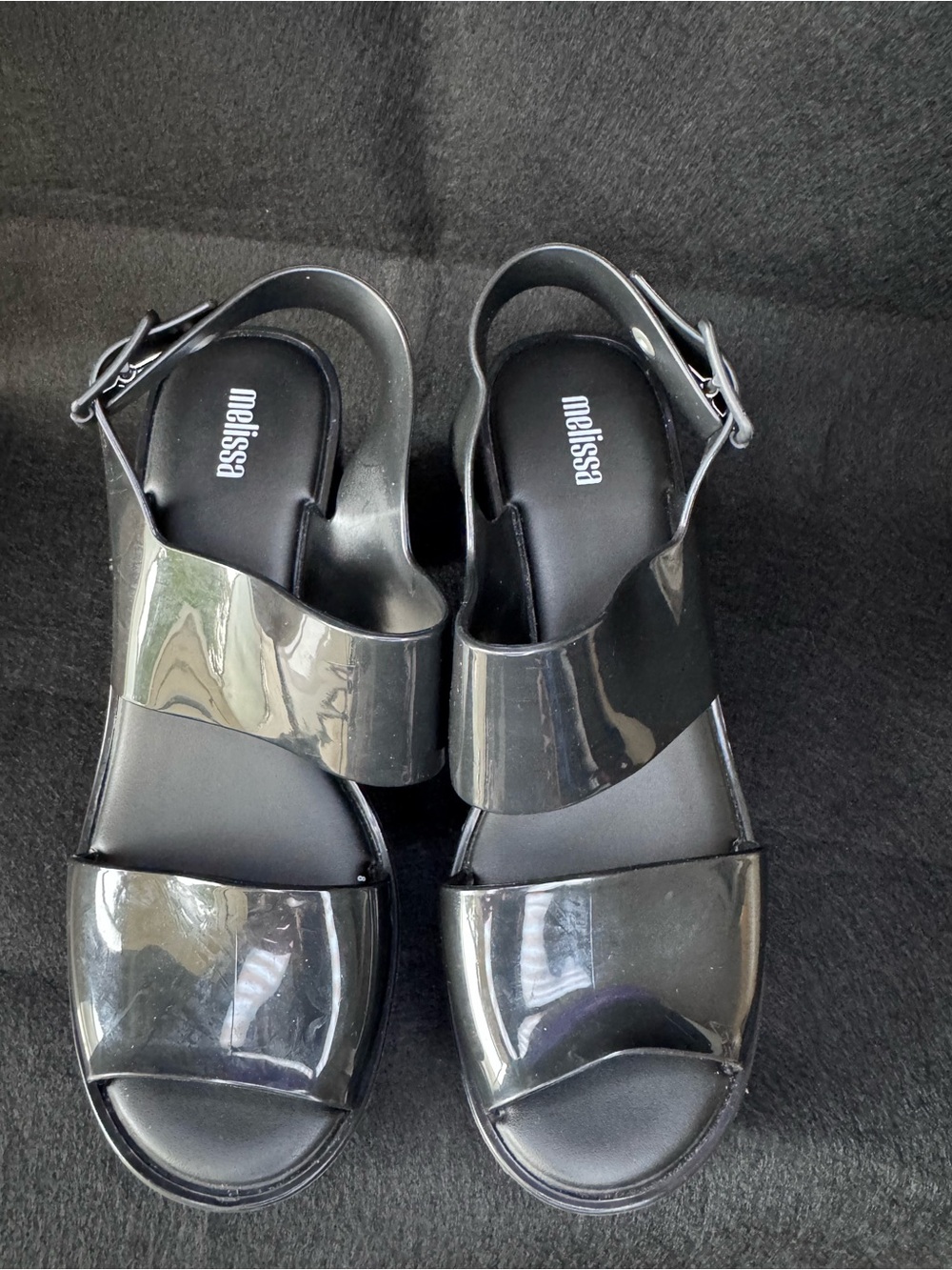 Melissa Black Patent Slingback Sandals
